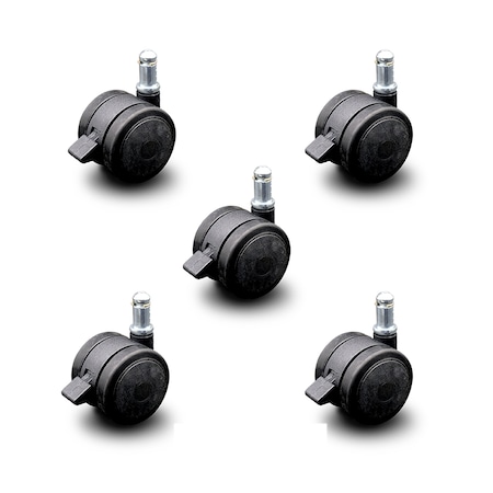 Service Caster 2" Black Soft Wheel Office Caster with Brake  Service Caster, PK5 SCC-GR02S50-TPR-BLK-B-716-5